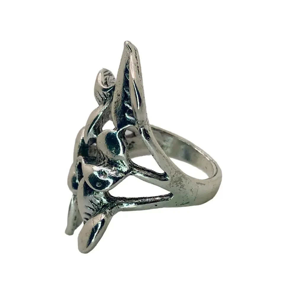 Silver Leaf Cluster Ring - Size 7